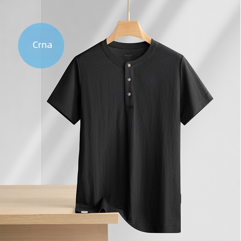 Muška lanena majica s slobodnim krojem, okrugli izrez, kratke rukave, ljeto