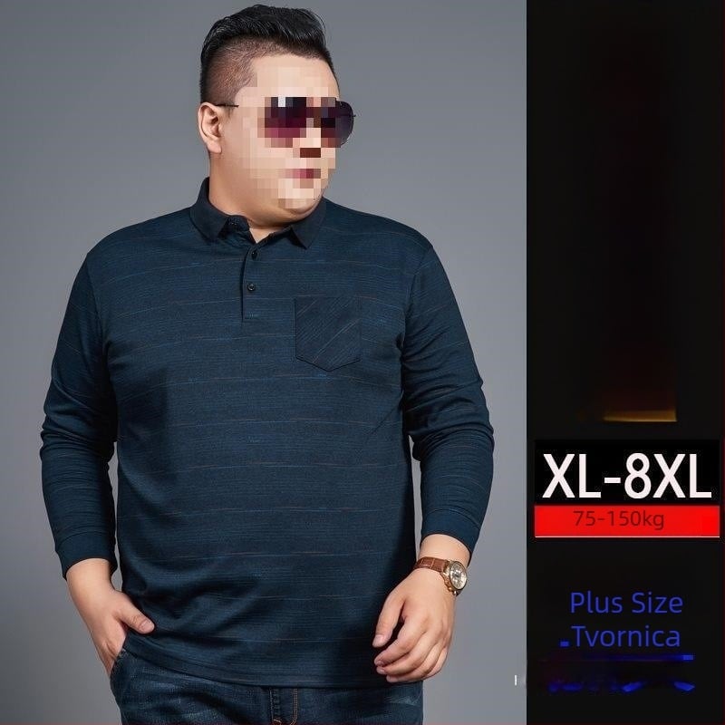 Muški T-shirt slobodnog kroja, prugasti, dugi rukavi, jesen, za srednju dob