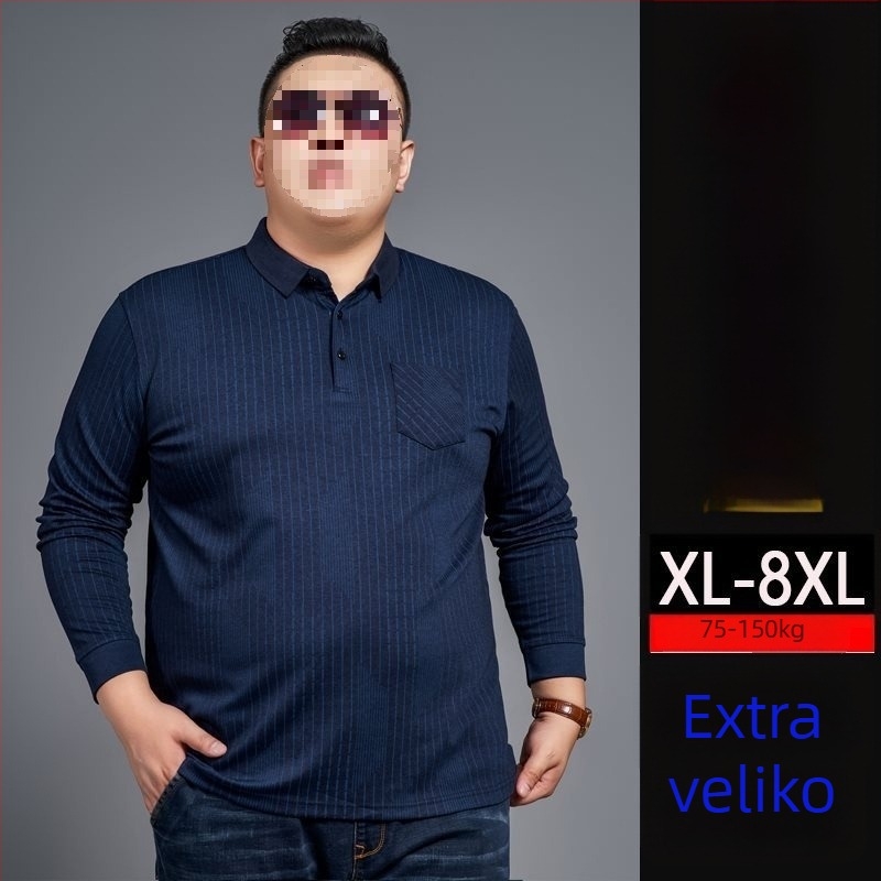 Muški T-shirt slobodnog kroja, prugasti, dugi rukavi, jesen, za srednju dob