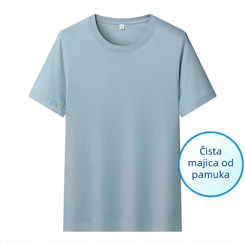 Muška pamučna majica kratkih rukava, korejskog stila, slim fit, okrugli izrez, kratke rukave