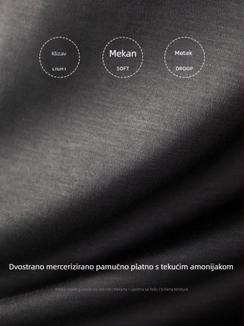 Muška majica s dugim rukavima od dvostruko mercerisane pamuka, glatka tkanina, jednobojna, jesen-zima 2025
