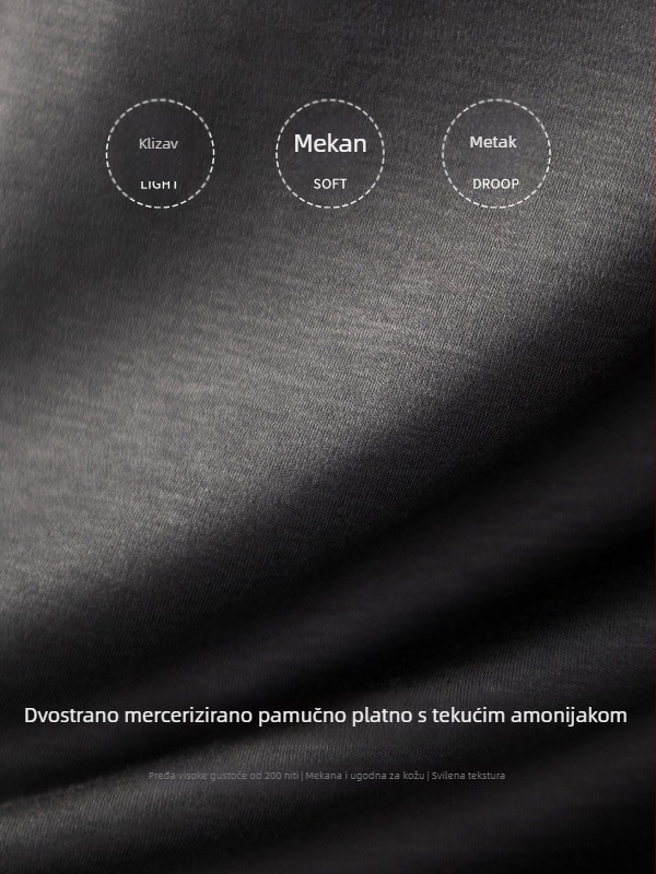 Muška majica s dugim rukavima od dvostruko mercerisane pamuka, glatka tkanina, jednobojna, jesen-zima 2025