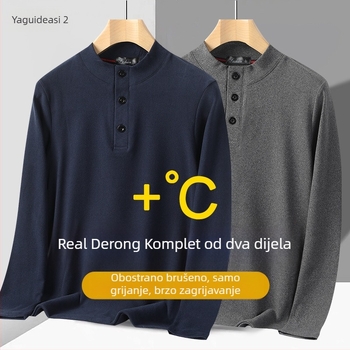 Muški topli dugi rukav, T‑shirt s stojećim ovratnikom, top sloj za jesen i zimu