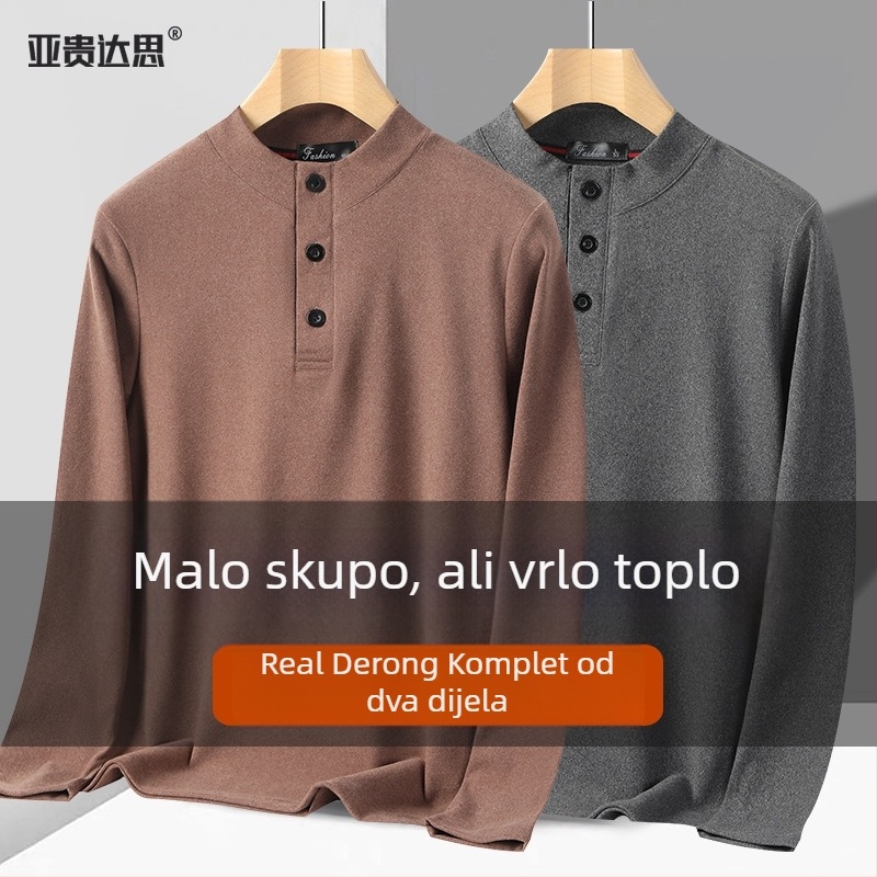 Muški topli dugi rukav, T‑shirt s stojećim ovratnikom, top sloj za jesen i zimu
