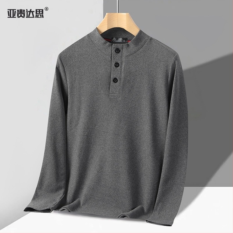 Muški topli dugi rukav, T‑shirt s stojećim ovratnikom, top sloj za jesen i zimu