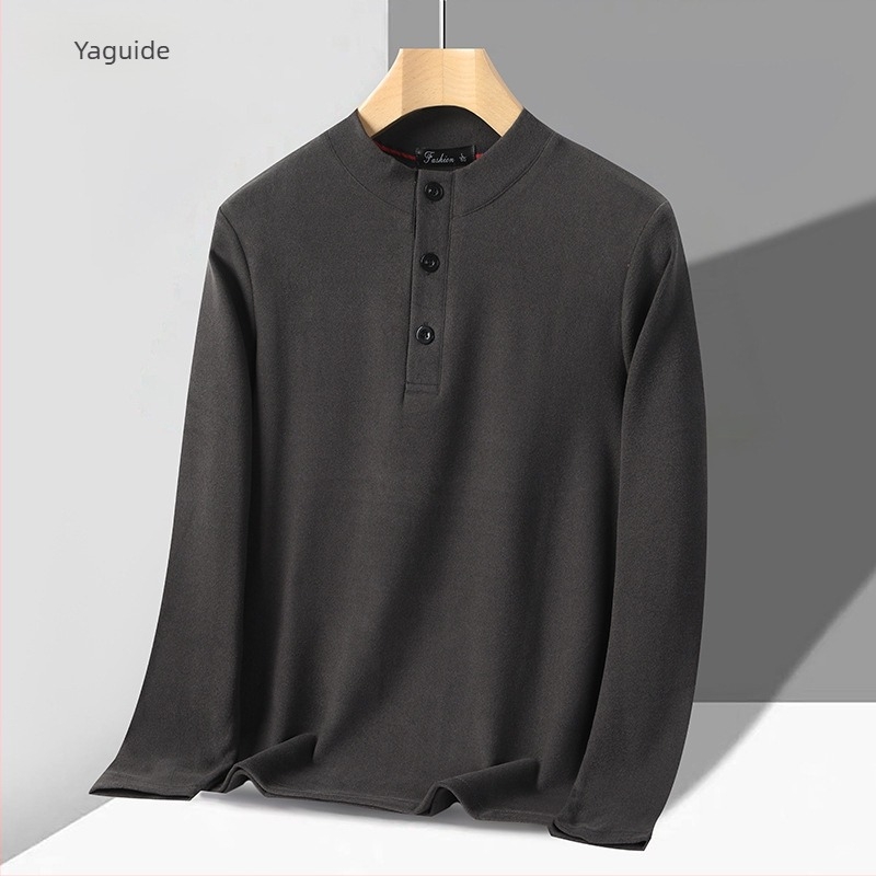 Muški topli dugi rukav, T‑shirt s stojećim ovratnikom, top sloj za jesen i zimu
