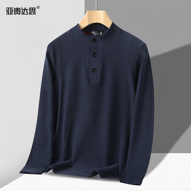 Muški topli dugi rukav, T‑shirt s stojećim ovratnikom, top sloj za jesen i zimu