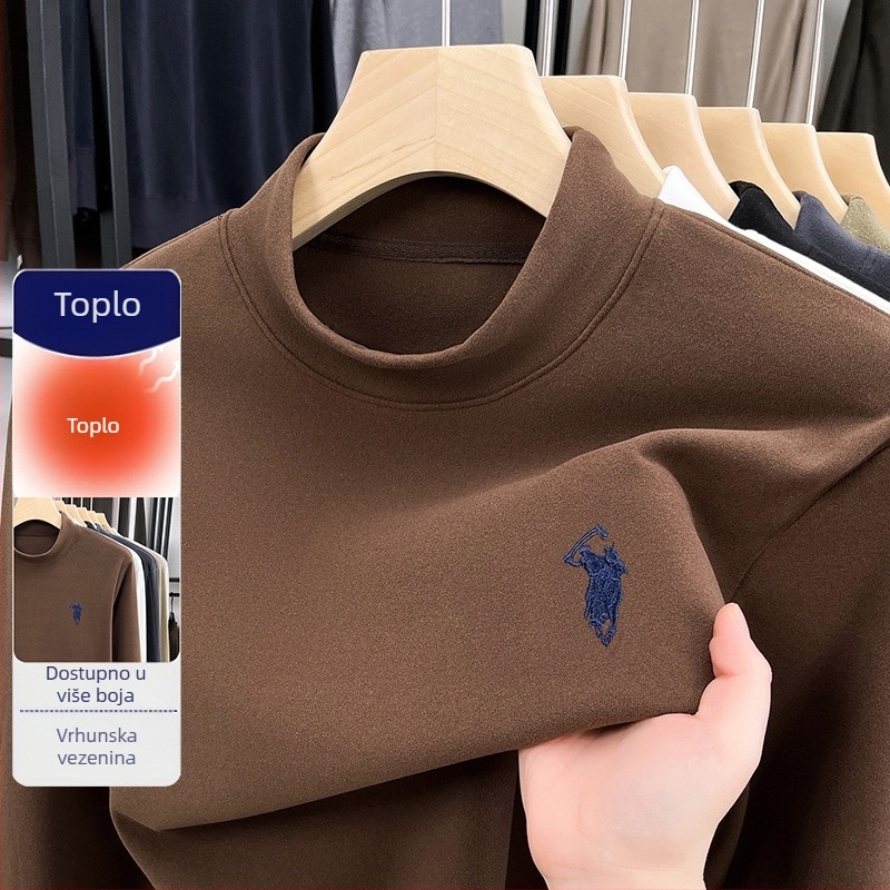 Muška termo majica s izvezenim detaljima, Derong tkanina, debela, dugi rukavi