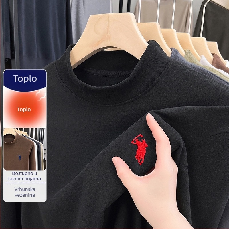 Muška termo majica s izvezenim detaljima, Derong tkanina, debela, dugi rukavi
