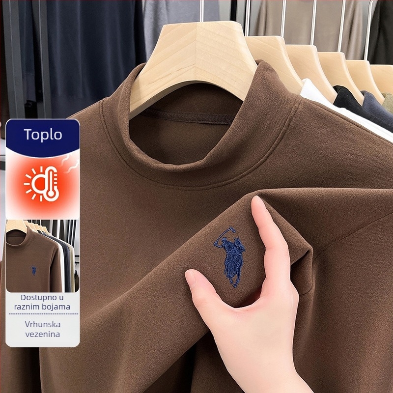 Muška termo majica s izvezenim detaljima, Derong tkanina, debela, dugi rukavi