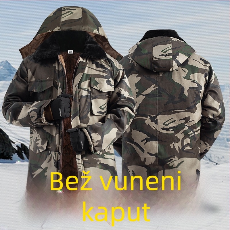 Zimska radna jakna s kamuflažom, punjena poliesterom, vodootporna, debela, srednje duljine, za muškarce