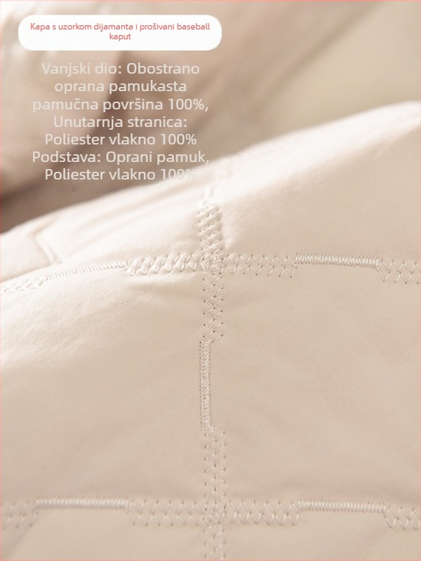 Ženska pamučna jakna s dijamantnim uzorkom, debeli zimski kaput, stojeći ovratnik, dugi rukavi, zatvaranje na jedan red gumba