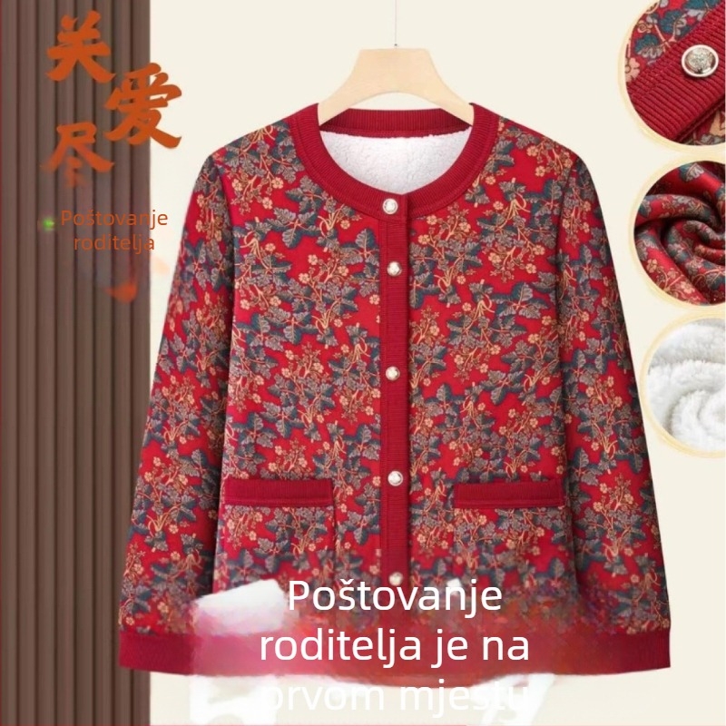 Pamukasti zimski kaput s fleec podstavom, okrugli izrez, jednodjelno kopčanje, dugi rukavi, standardna kroj