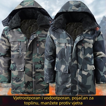 Zimski kaput s kamuflažnim uzorkom, podstavljen flisom, deblji, vodootporan i otporan na habanje, jakna za odrasle srednje dobi
