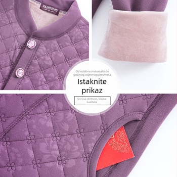 Ženska pamučna jakna s flis podstavom, ležerni kroj, dugi rukavi, okrugli ovratnik, srednja duljina 50–65 cm, japansko-korejski stil rekreacije, punilo: imitacija svile