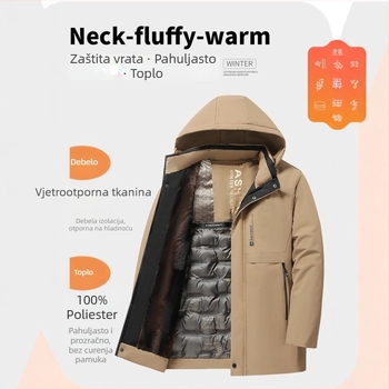 Zimska jakna od grafen-pamuk materijala, s flecom, debela, otporna na vjetar i vodu, s odvojivom kapuljom