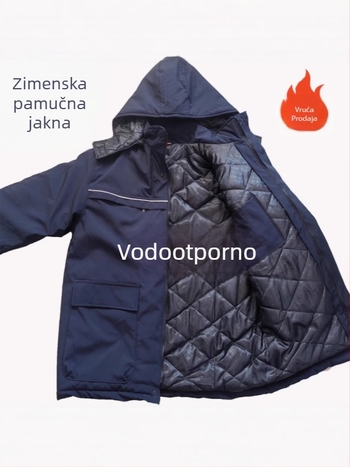 Muška debela pamučna zimska jakna vodootporna s džepovima