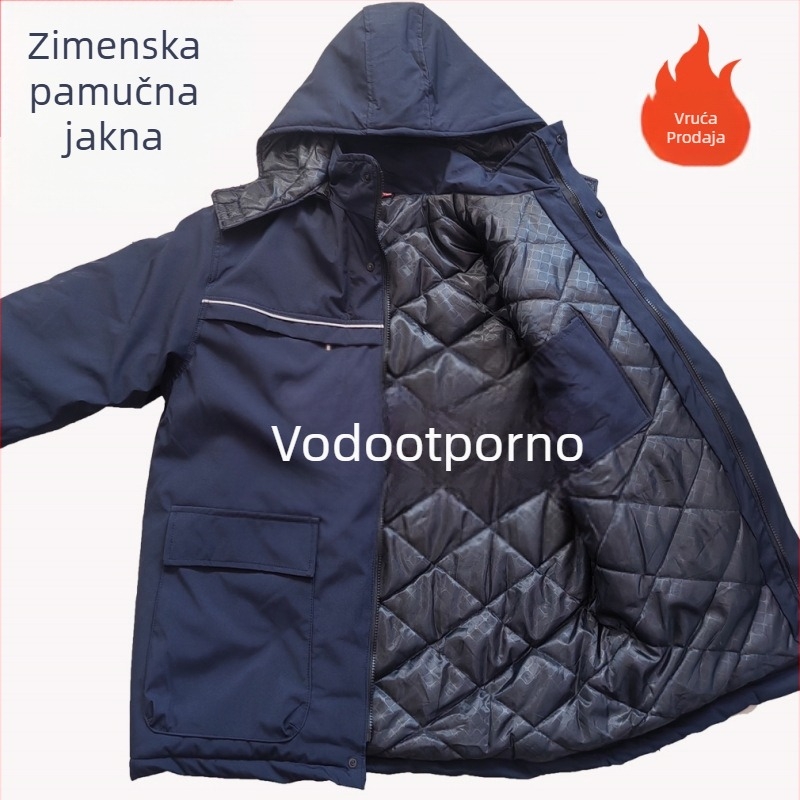 Muška debela pamučna zimska jakna vodootporna s džepovima