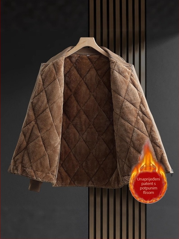 Muška pamučna zimska jakna, korejskog stila, s fleece unutrašnjom, poliester punjenje, stojeći ovratnik
