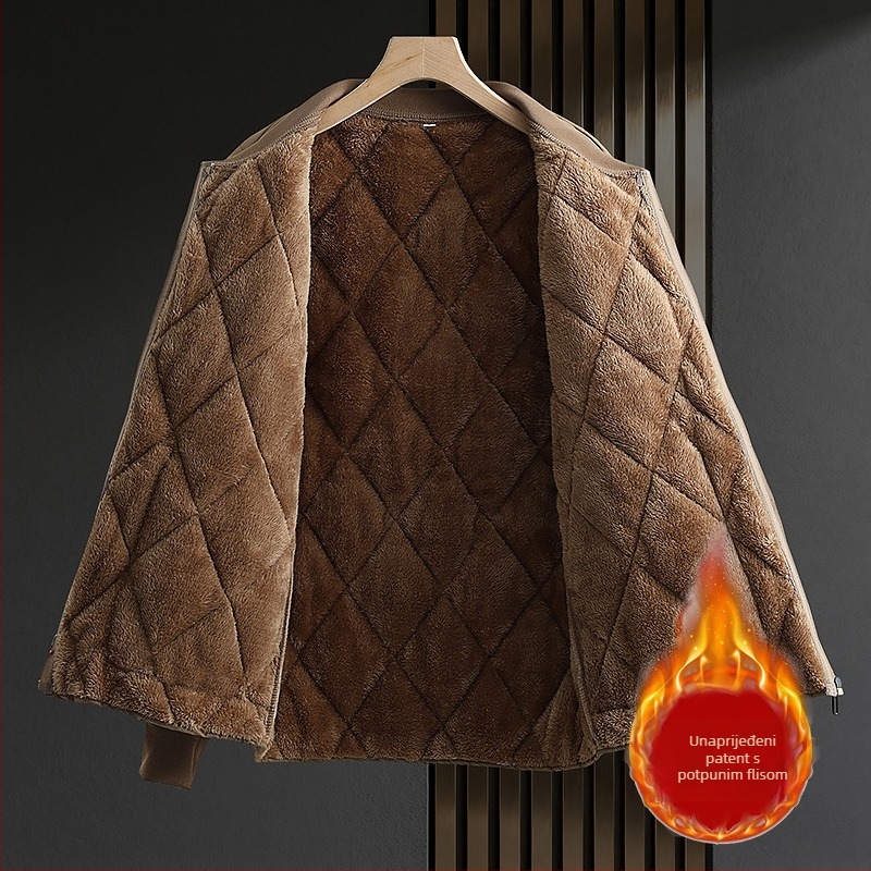 Muška pamučna zimska jakna, korejskog stila, s fleece unutrašnjom, poliester punjenje, stojeći ovratnik