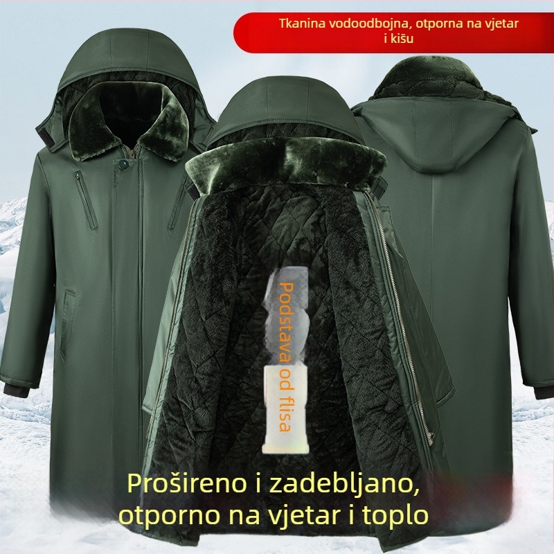 Zimsko pamučno kaput s odvojivom podstavom i kapuljom, vodootporan, debeli, dugački kroj za muškarce