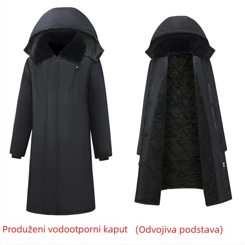 Zimsko pamučno kaput s odvojivom podstavom i kapuljom, vodootporan, debeli, dugački kroj za muškarce