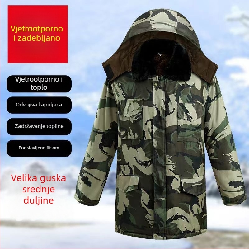Zimska debela jakna s punjenjem od poliestera, kamuflažni uzorak, bez kapuljače, slobodan kroj, plus size, svakodnevna vanjska radna jakna