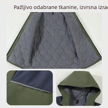 Zimska radna jakna s kapuljom, fleecem iznutra, prilagođeno logo, otporna na vjetar i vodotporna