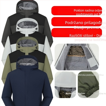 Zimska radna jakna s kapuljom, fleecem iznutra, prilagođeno logo, otporna na vjetar i vodotporna