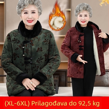 Ženski zimski kaput od pamuka s punjenjem, fleece podstava, stojeći ovratnik, dvostruko kopčanje, debeo