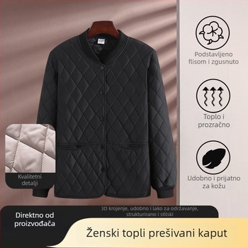Ženska jakna s geometrijskim uzorkom i pamučnom punom, 2025 jesen-zima, topla i prilagodljiva silueta