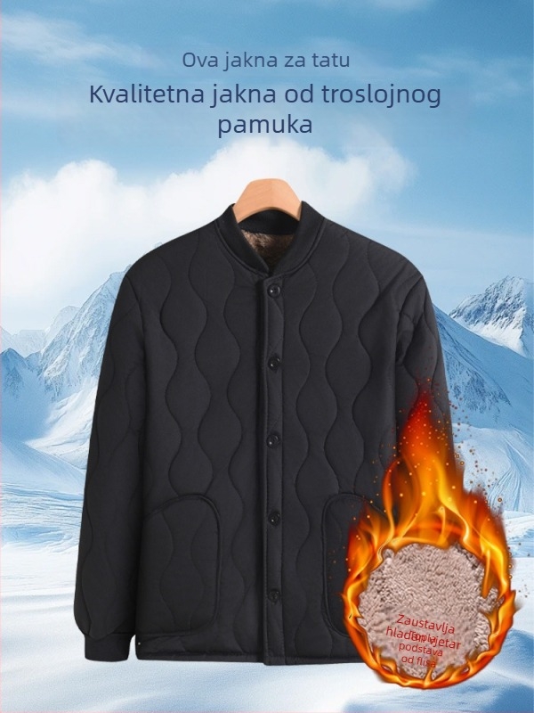Debela, casual kapuljačasta pamučna jakna za muškarce, širokog kroja, zimska jakna sa stojećim ovratnikom
