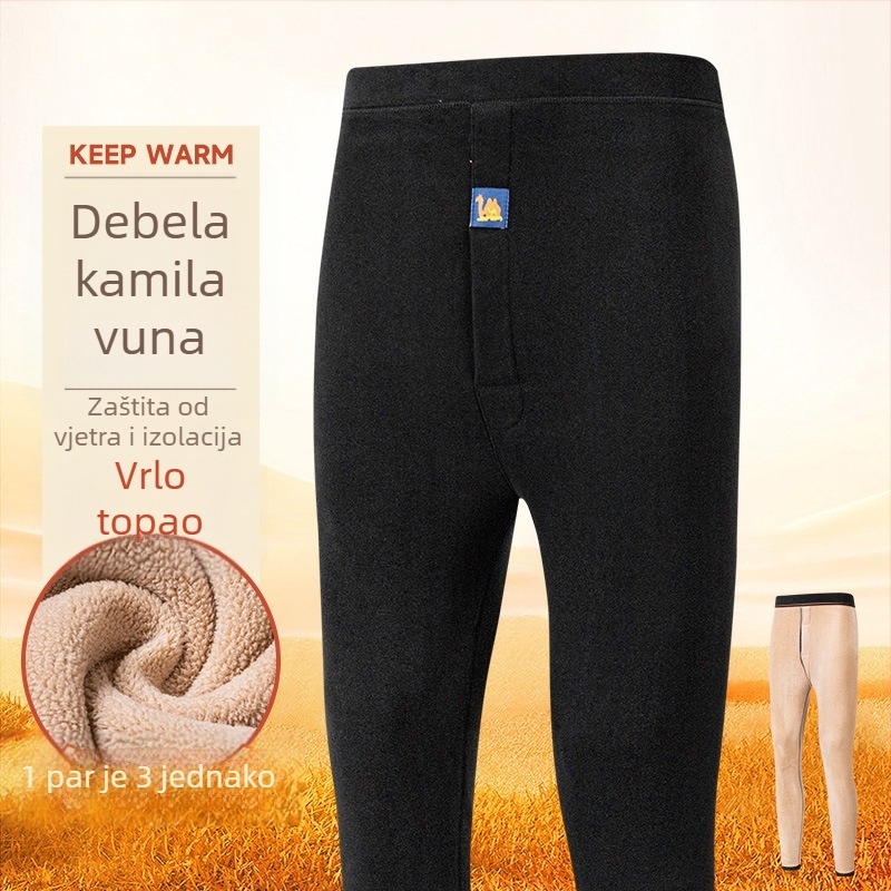 Muški termalni komplet od kameljine dlake, s flisom iznutra, ekstra debeli 401–500 g/m², dvodijelni set: jakna i hlače