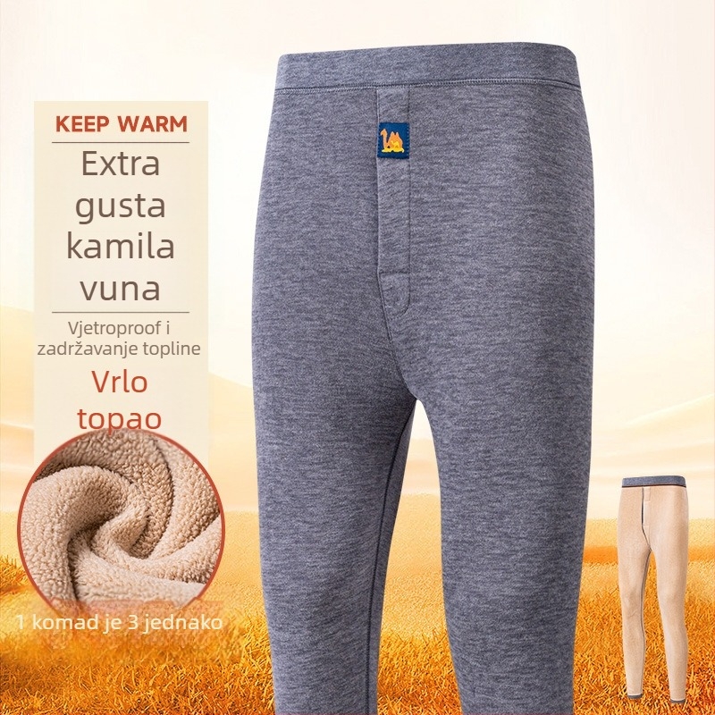 Muški termalni komplet od kameljine dlake, s flisom iznutra, ekstra debeli 401–500 g/m², dvodijelni set: jakna i hlače
