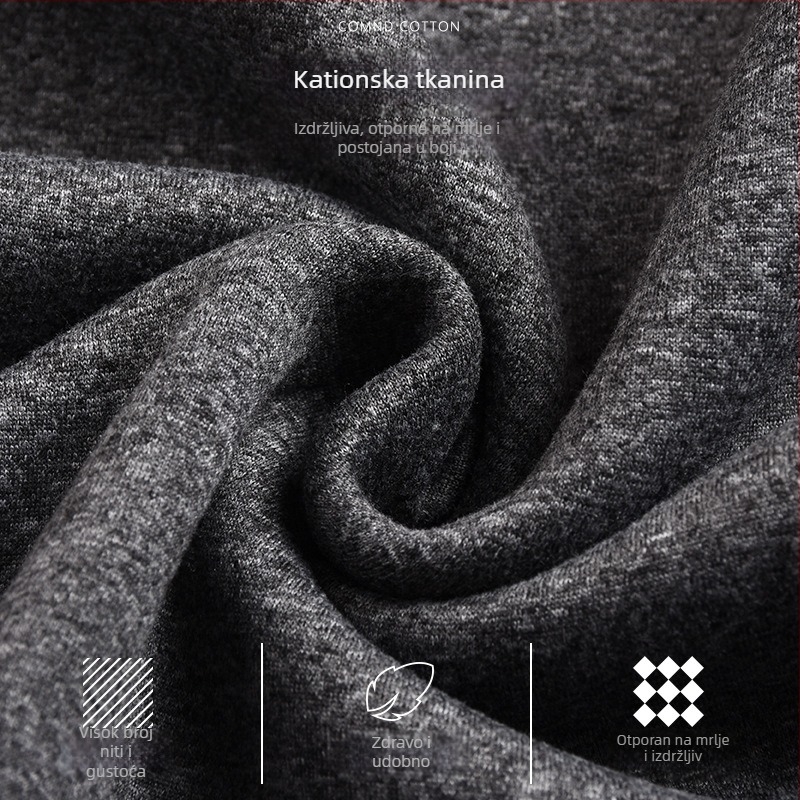 Termo komplet za starije muškarce – jesensko-zimski set s lam velvet toplinskim gornjim dijelom i hlačama, kardigan Sherpa velvet, okrugli ovratnik, dugi rukavi