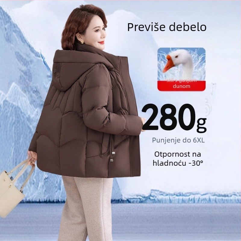 Ženska jakna od guščjeg perja - guščje perje, udio Down 86–90%, napun 301–350 g, zatvarač, normalna duljina