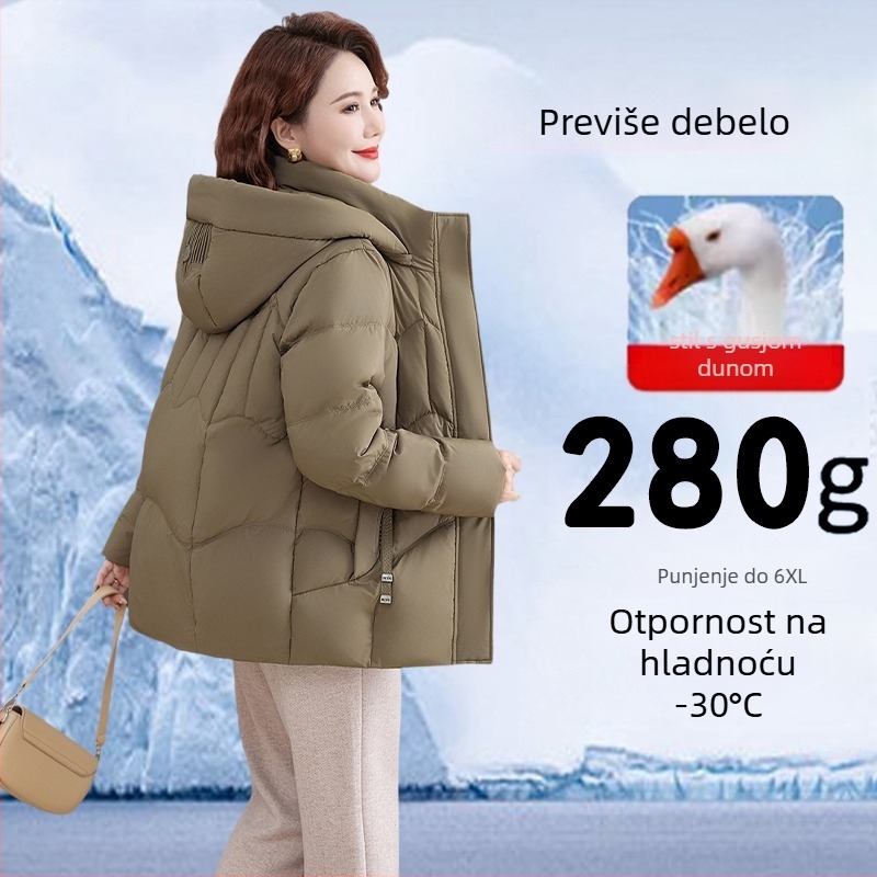 Ženska jakna od guščjeg perja - guščje perje, udio Down 86–90%, napun 301–350 g, zatvarač, normalna duljina