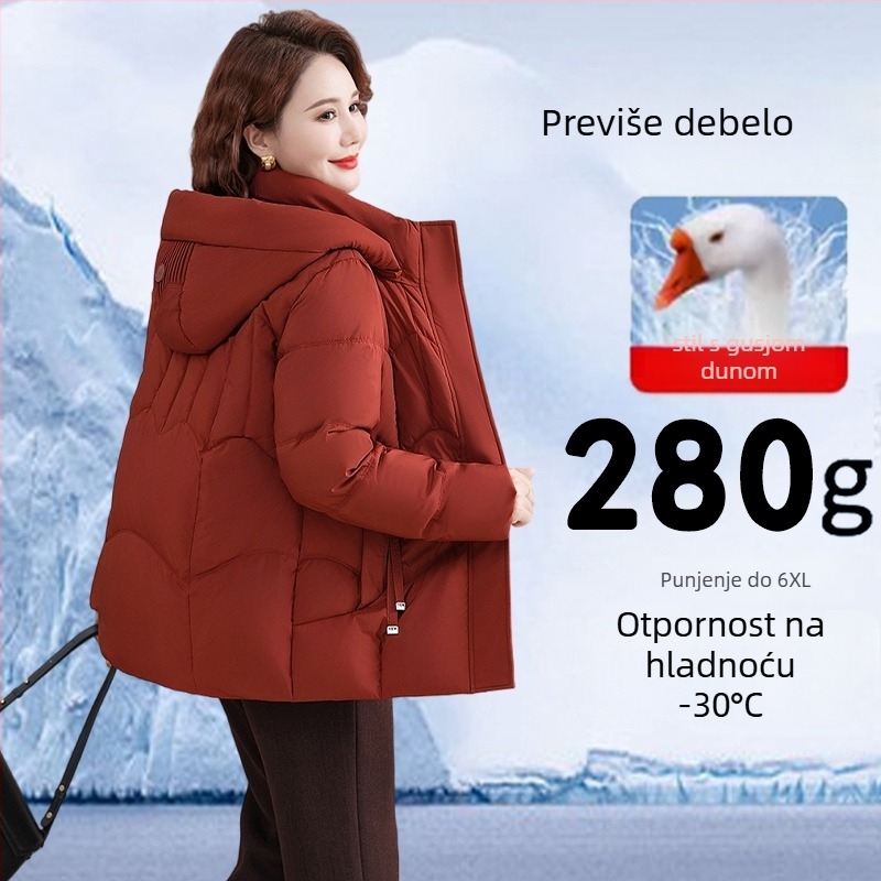 Ženska jakna od guščjeg perja - guščje perje, udio Down 86–90%, napun 301–350 g, zatvarač, normalna duljina