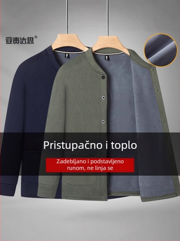 Derong kardigan s flis podstavom, muški debeli zimski kardigan s dugim rukavima