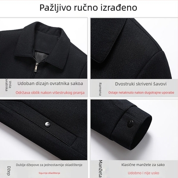 Jakna s reverom, prednji zip, poliesterska smjesa, proljeće-jesen, za muškarce srednje dobi