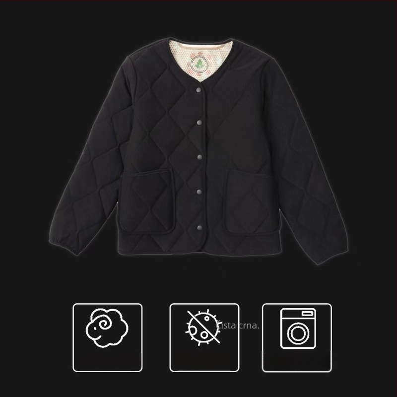 Ženski kaput s punilom od ovčje vune i poliesterom, dugi rukavi, V-izrez, jednostruko kopčanje, otporan na vlagu i vjetar