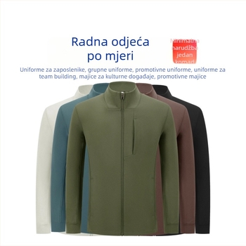 Lagano luksuzna muška jakna s stojećim ovratnikom i zipom, casual-business jakna s višestrukim džepovima, funkcionalna sportska odjeća s mogućnošću prilagođavanja logotipa