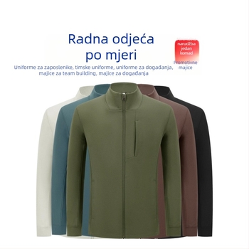 Lagano luksuzna muška jakna s stojećim ovratnikom i zipom, casual-business jakna s višestrukim džepovima, funkcionalna sportska odjeća s mogućnošću prilagođavanja logotipa