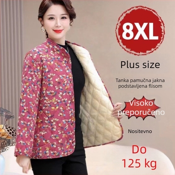 8XL plus veličine ženska jakna za srednje i starije žene, jesensko-zimska jakna s fleeceom i pamuk punjenjem, topla.