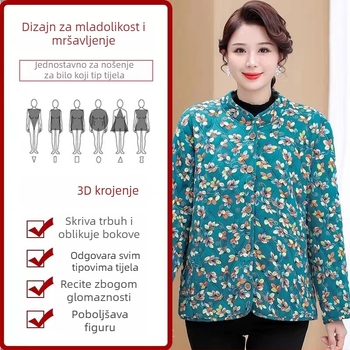 8XL plus veličine ženska jakna za srednje i starije žene, jesensko-zimska jakna s fleeceom i pamuk punjenjem, topla.