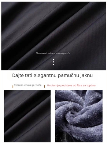 Muški zimski kaput s flis podstavom, deblji, s kapuljom, zipom, plus veličina, za muškarce srednje dobi i starije