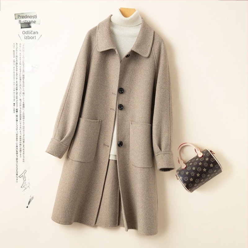 Ženski vuneni kaput, dugog kroja, s jednim redom gumba, ravni stil, 95% vuna, gradski stil, jesen 2025
