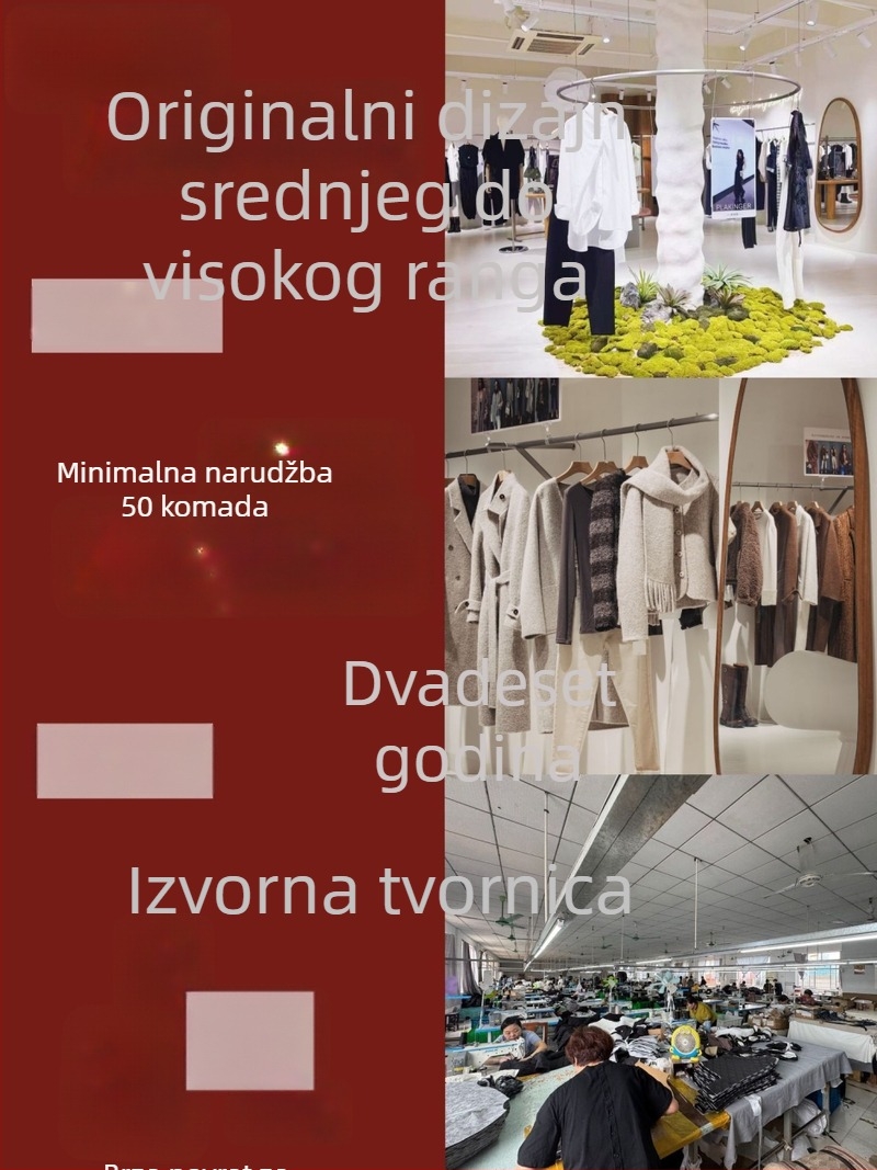 Ženski kaput od ovčje vune sa stojećim ovratnikom, mješavina vune i Lyocell, srednja duljina, opuštena silueta, duge rukave, kopčanje šnirlom