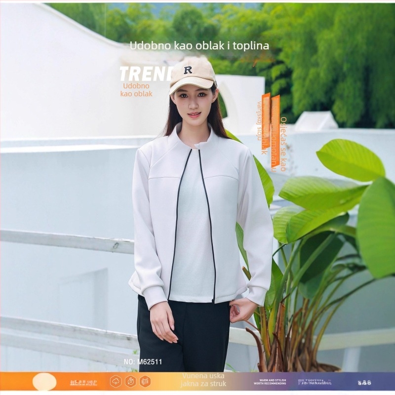 Kasile jakna sa zatvaračem, slim fit, vanjski materijal najlon 70–80%, podstava poliester-elastan 95%+, punilo 100% ovčja vuna