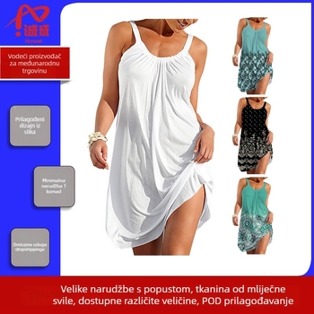 Milk Silk otisak A-linijski midi haljina, bez rukava, pulover, elastičan struk, podstava od acetata